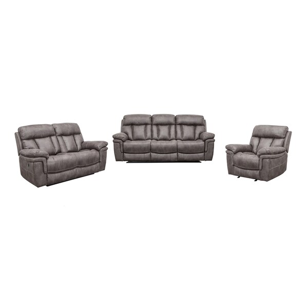 Armen Living Estelle Power Reclining 3 Piece Living room Set in Gunmetal Fabric SETESGM3PC - main
